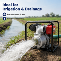 Pompe à eau diesel 4 pouces auto-amorçante portable à démarrage électrique 40m³/h à haut débit pour transfert, irrigation et drainage agricole