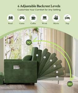 बैठने योग्य सोफे बिस्तर कॉर्डरॉय बिस्तर 6-स्थिति समायोज्य लोवेसीट प्यार सीट स्लीपर सोफे बिस्तर - Product Image 4