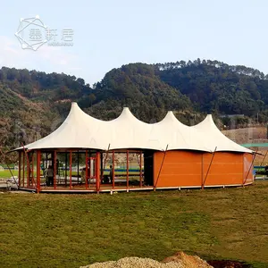 Wind resistentes Luxus-Glamping-Safari-Zelt der Multi-Peak-Familie für Besprechung räume