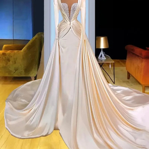 Mumuleo cuello en V lentejuelas brillantes con cuentas <span class=keywords><strong>Vestidos</strong></span> <span class=keywords><strong>De</strong></span> Novia manga larga árabe Aso Ebi satén sirena vestido <span class=keywords><strong>De</strong></span> novia - Product Image 2