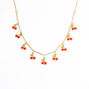 สร้อยข้อมือเชอร์รี่ชาร์มสำหรับผู้หญิงโทนสีทองดีไซน์ผลไม้เครื่องประดับฤดูร้อนเครื่องประดับแฟชั่น - Product Image 5