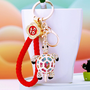 Porte-clés tortue de luxe scintillant, porte-clés en cristal brillant, porte-clés animal marin tendance, porte-clés tortue mini mignon - Product Image 3