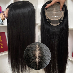 Wholesale in Stock 5x6.5 100% Raw Virgin European Russian Human Hair Topper Natural Color Silk <b>Toupees</b> for Hair Loss Women - Product Image 1