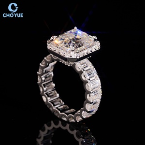 Luxury Emerald Moissanite Band <b>Iced</b> Out Solid Sterling Silver 925 Custom Hip Hop Jewelry VVS Moissanite Diamond Wedding <b>Ring</b> - Product Image 4
