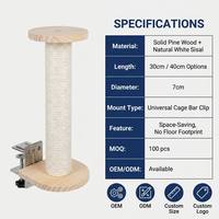 Accessoire de cage professionnel : Griffoir en bois robuste pour chat avec poteau à griffer en sisal à fixation par boulons pour chats de petite et moyenne taille