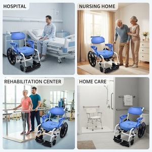 Chaise de toilette légère en aluminium avec roulettes, chaise de toilette mobile pour personnes âgées, handicapées, soins à domicile, garantie 1 an - Product Image 3