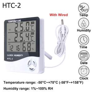 LCD <b>Digital</b> Temperature & Humidity Meter Indoor/Outdoor Thermometer Hygrometer with <b>Clock</b> <b>Battery</b> Powered Plastic Household Item - Product Image 6