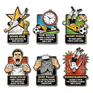 Imanes de nevera metálicos personalizados con diseño divertido de <span class=keywords><strong>jugador</strong></span> de fútbol, imanes decorativos de esmalte para decoración del hogar, recuerdos deportivos - Product Image 1