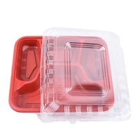 Jetable PP En Plastique Bento Déjeuner Boîte Divisée 3 Compartiments Repas Préparation Conteneur Plateau En Relief Ménage Vaisselle