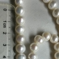 Collier en perles d'eau douce semi-finies, simples, blanches, rondes, de 8 à 9 mm, qualité moyenne, avec des défauts