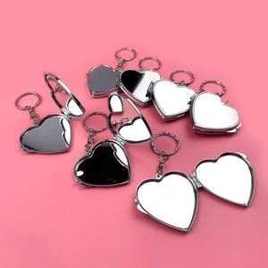 Small Portable Mini <b>Makeup</b> Mirror Metal Heart-Shaped Keychain DIY Accessory - Product Image 6