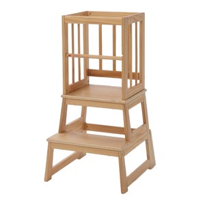 Wooden Childrens Step Stool With Handrail For Kitchen <b>Learning</b> <b>Tower</b> <b>Montessori</b> Design - Product Image 5