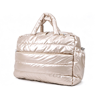 Sac fourre-tout professionnel surdimensionné de luxe brillant avec fermeture éclair, sac à bandoulière matelassé pour femme pour les trajets quotidiens