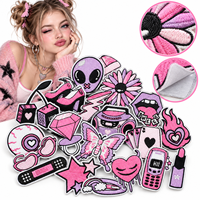 Patch brodé Y2K en gros, style grunge doux, rose et violet, motif papillon et cœur, rétro, thermocollant ou à coudre