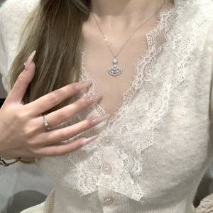 Collier en argent pur S925, perle d'épi de blé, zircon, pompon, polyvalent, exquis, niche, chaîne de clavicule, pendentif tendance - Product Image 5