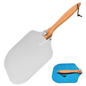 Folding Aluminum Pizza Spatula 12 Inch Wooden Handle Detachable Cake Pizza Transfer <b>Tool</b> Half Moon Cutter Set - Product Image 4