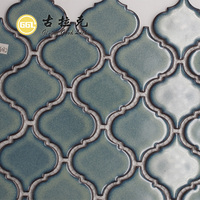 Mosaïque de carreaux de lanterne en céramique verte arabesque pour la décoration murale du magasin