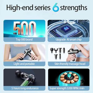 Mini Pistola de Masaje de Bolsillo para Tejido Profundo con Percusión y Vibración, 6 Velocidades, Recargable, Material ABS para Uso Corporal - Product Image 2