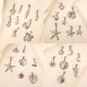 Không Thấm Nước Trang Sức Vĩnh Viễn Đại Dương Sao Biển Tự Làm Quyến rũ Mạ Vàng Bãi Biển Mặt Trời Cua Cá Quyến rũ Vòng Cổ Vòng Đeo Tay Bông Tai Quyến rũ - Product Image 5