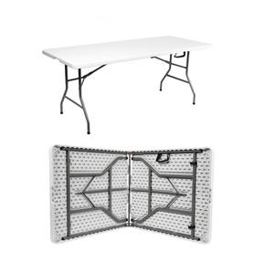 8ft High-Density Polyethylene White Cheap <b>Outdoor</b> <b>Garden</b> Party Rectangular Plastic Folding <b>Table</b> with Non-Foldable Tabletop - Product Image 5