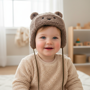 Çocuklar için Ayı Kulaklı Polar Kapüşonlu Şapka, Çikolata Kahverengi Polar 3D Kulaklı Şapka, Çene Bağlantılı, Sevimli ve Sıcak, Kış Oyunları İçin Uygun - Product Image 3