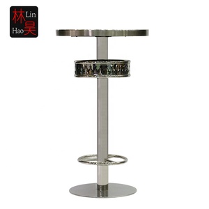 โต๊ะและเก้าอี้บาร์ตั้งสูงทรงกลมทำจากสแตนเลสทนทานสำหรับไนท์คลับและผับ - Product Image 1