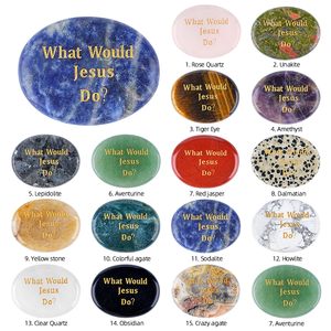 Pierre de méditation WWJD (What Would <span class=keywords><strong>Jesus</strong></span> Do) en cristal naturel poli, pierre de poche pour la méditation Reiki - Product Image 2