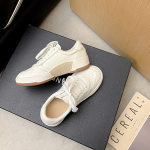 Leather Thick-soled High-<b>heeled</b> <b>White</b> Women's Round-toe Sports 2026 New Autumn Versatile Casual Sneakers - Product Image 3