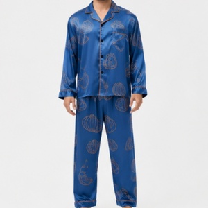 Pijamas de Alta Calidad para <span class=keywords><strong>Hombre</strong></span>, Primavera y Otoño, Manga Larga, Satén, Ropa de Dormir Fresca para Verano, Ropa de Casa, Talla Grande - Product Image 1