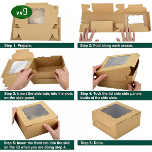 Boîte d'emballage pour gâteaux, pâtisseries et desserts VVG OEM ODM, écologique, en papier kraft, avec fenêtre, pour boutique de cupcakes - Product Image 2