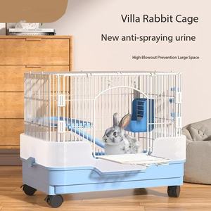 Grand espace simple et <span class=keywords><strong>Double</strong></span> couche fil de fer lapin et cochon d'inde <span class=keywords><strong>Cage</strong></span> anti-éclaboussures Villa accessoires solide motif boîte emballée - Product Image 2