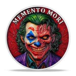Pièce commémorative <span class=keywords><strong>Joker</strong></span> dans le miroir et pièce de défi stoïque Skull Memento Mori, cadeaux pour hommes, pièce commémorative en cuivre pur .999 de 1 once - Product Image 2