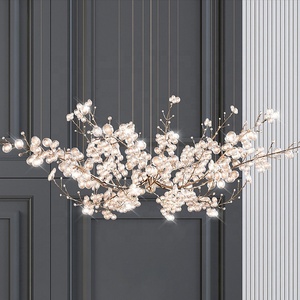 Suspension florale moderne de luxe K9 en cristal personnalisée villa LED design de lumière décorative lustre de raisin de salon créatif - Product Image 1