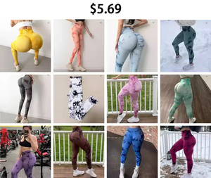 High Waist Push-Up Po Lifting Sexy Tie-Dye Nahtlose Workout Scrunch Damen Leggings Yoga Hosen - Product Image 4