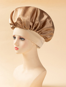 หมวกซาตินยืดหยุ่นสูงขายดีที่สุด สีพื้น สำหรับผู้หญิง ดูแลเส้นผมหยิก ใช้สำหรับนอนหลับ - Product Image 5