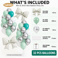 Kit d'arche de ballons YACHEN personnalisé vert menthe et argent, 32 pièces, avec ballons de fête à confettis, faible MOQ pour douche nuptiale et mariage en plein air