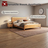 Ensemble de lit plateforme en bois massif de style nordique japonais avec tables de chevet, mobilier de chambre moderne et minimaliste, rangement réglable, vente en gros