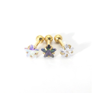 Boucles d'oreilles clous étoile en zircon, en acier inoxydable, sertissage à griffes, argent, or, or rose, bijoux de mode pour fêtes - Product Image 3