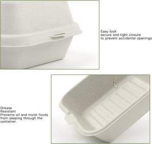 Wadah makanan sekali pakai, kotak kue Bento Hamburger 7 inci dapat terurai - Product Image 5