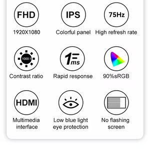 हॉट सेलिंग उत्पाद 21.5 इंच पीसी 1920*1080 75hz 1k <span class=keywords><strong>Lcd</strong></span> कार्यालय मॉनिटर - Product Image 5