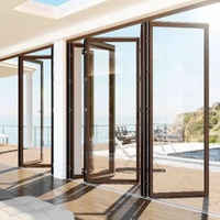 Portes en aluminium à jalousies, double vitrage trempé, type alliage d'aluminium, modernes, extérieures, pour hôtel, portes pliantes, isolation thermique, entrée