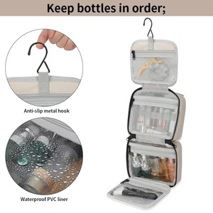 Bolsa de Aseo de Gran Capacidad, Plegable en Cuatro Partes, Personalizable <span class=keywords><strong>con</strong></span> Logotipo, Bolsa de Aseo Colgante de Viaje <span class=keywords><strong>para</strong></span> Mujer - Product Image 6