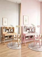 Bureau d'étude pour enfants avec étagère, bureau et chaise réglables en hauteur pour enfants, table d'étude en bois pour étudiants