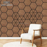 Master Acoustic Modern Hexagon Panneau mural décoratif en bois plaqué PET Lamelle de feutre acoustique pour l'école Solution de conception graphique