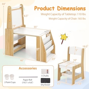unique design toddler chair and table Wooden Easel Activity <strong>Desk</strong> Set with <strong>White</strong> Black board Toddler Table Chair for Drawing - Product Image 3