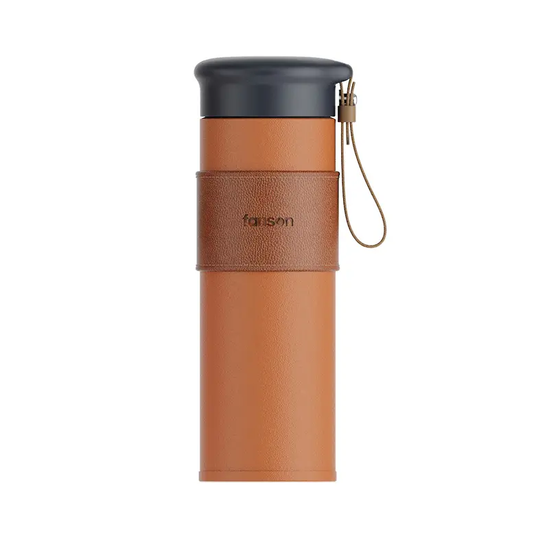 Leather flask vacuum portable thermos bottle business students children Tea leather thermos