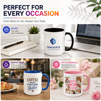 Taza de Café de Cerámica de 15 oz para Sublimación, Personalizable con Logotipo, Interior y Asa de Color, Venta al Por Mayor, Regalo Promocional, Fabricante OEM, Venta al Por Mayor