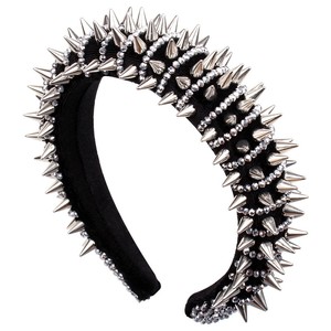 Diadema estilo punk Hua Liyu, blanca y dorada, de esponja gruesa con remaches y púas para mujer. - Product Image 5
