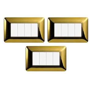 Interruptor de pared Gloca, panel táctil de 4 vías, plástico, 4 interruptores, acabado dorado, juego de 3 piezas - Product Image 1