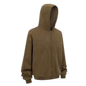 Sweat à capuche en molleton épais 430 g/m² avec fermeture éclair YKK, broderie gonflée personnalisée, impression de haute qualité, coupe oversize - Product Image 1